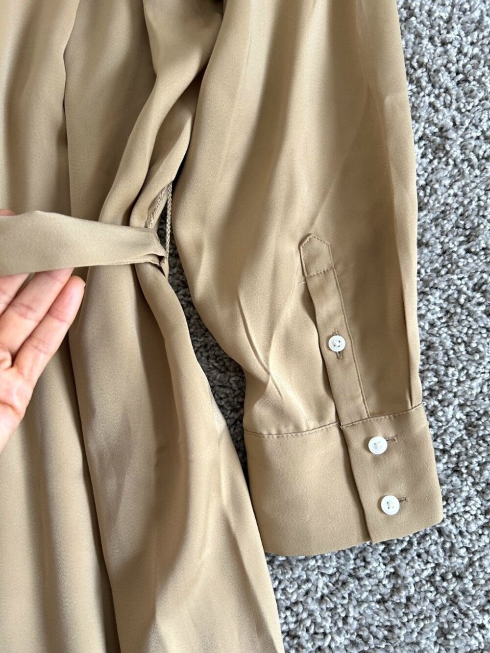 Banana Republic Womens Sz Large Beige Button-Down Shirt Dress With Belt - Picture 6 of 10